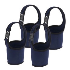 潛水布環保手提杯套 適用500-700CC飲料杯, 藏青色, 4個