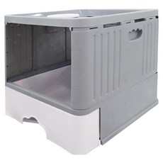 iCat 寵喵樂 特大號經典款高邊抽屜式貓砂盆 灰色 PP材質, 48 x 38 x 37cm, 1個