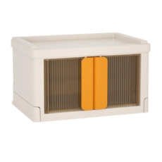 桌上迷你雙開折疊收納盒, 15.5cmx22cmX13cm 棕色 PP+HIPS, 1層