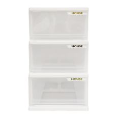 HOUSE 好室喵 3層收納櫃 PP聚丙烯材質 尺寸45x31.5x59公分, 31cm, 純白色, 3個