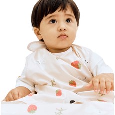 babyclo 幼兒用餐桌一體型自主吃飯圍兜背心 一般型, 兔米色, 1入, 1個