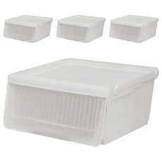 AllULiving 滑蓋式收納箱, 4個, 白色 + 不透明門