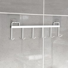 MONACO OLIVE 芒果堅果 免鑽孔鐵製6鉤壁掛架, 白色, 3個