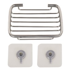 浴室置物架/肥皂架 置物架 + 螺絲 + 無痕貼片, 亮光銀, 1組