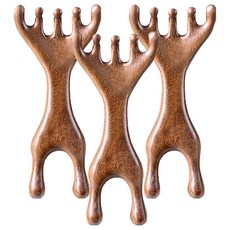 經絡按摩梳 兩用 鹿爪 優質金絲檀木 尺寸12.5 x 5 x 2cm, 3支, 單一顏色