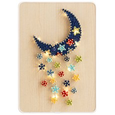 半島良品 DIY手作釘子畫弦絲掛畫 附燈串 21 x 30 x 1cm, 滿天星