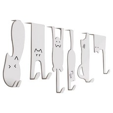 上手家居 貓咪門後掛鉤6件組 免釘, 1組, 銀色