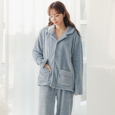 글램공감 커플용 허그미 극세사 카라 겨울 잠옷 상하의 세트