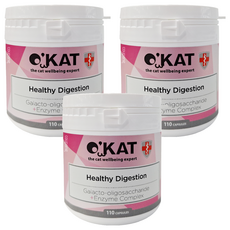 O'KAT 美喵人生 貓咪消化保健， Galacto-oligosaccharide + Enzyme Complex， 110 顆膠囊, 110顆, 消化保健, 3罐