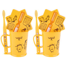 WEDENT 威登 兒童與青少年 3~5歲用 漱口杯 + 沙漏組 黃色, 2套