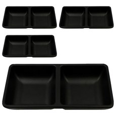블랙토릇 陶器風格雙格醬料碟, 黑色, 4個