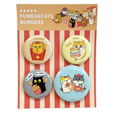 黃阿瑪的後宮生活 後宮快餐店圓形徽章組 PVC 金屬 直徑4cm x1 直徑3cm x3, A款(嚕嚕薯條) 多色, 1個