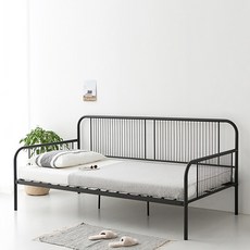 마켓비 GALDA 데이베드 침대 100200 KS1049BD 1 + 스프링 롤팩 매트리스 세트 방문설치, 매트블랙(프레임), 단일색상(매트리스)