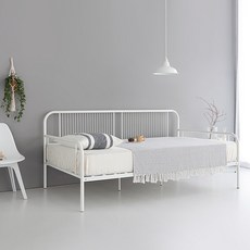 마켓비 GALDA 데이베드 침대 100200 KS1049BD 1 + 스프링 롤팩 매트리스 세트 방문설치, 에그화이트(프레임), 단일색상(매트리스)