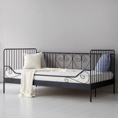 마켓비 MELDAL 데이베드 침대 100200 KS1019BD 1 + ESTECT 메모리폼 롤팩 매트리스 세트 방문설치, 매트블랙(프레임), 화이트(매트리스)