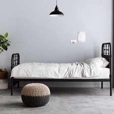 마켓비 PLETTA 침대 100200 KS1007BD 1 + 스프링 롤팩 매트리스 세트 방문설치, 매트블랙(프레임), 단일색상(매트리스)