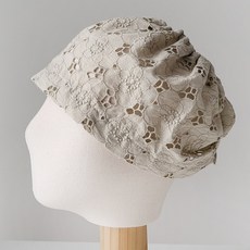 BABISOO 花卉簍空蕾絲棉質綁帶包頭帽