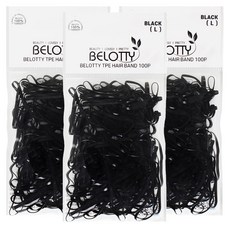 BELOTTY 高彈力髮圈 大型 100入, 霧面黑, 3個