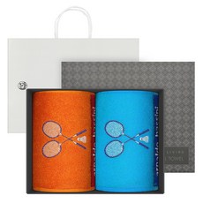 arnaldo bassini 羽球運動毛巾 2入禮盒組 20 x 100 cm + 黑色收納盒 + 提袋, 隨機出貨, 1套