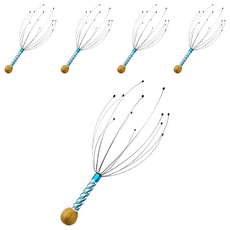 小麥購物 頭皮按摩器 八爪款 5個, Y816 顏色隨機, 1組