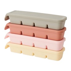 Firgi 雙重密封矽膠副食品冰磚盒 6格, 4個, 180ml, 米色+暖灰色+粉黛亂子草色+淡粉色