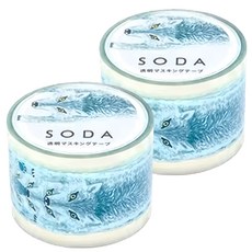 KING JIM HITOTOKI SODA 透明PET卷狀膠帶，30MM 灰狼, 2個