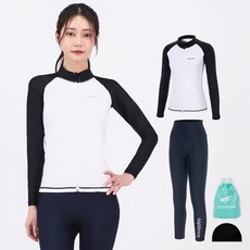 aquatica 女款防曬拉鍊上衣 AQAWJP23001 + 高腰水上運動緊身褲 AQAWLE23002 + 彈性泳帽套組 塑膠袋