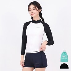 aquatica 女款拉鍊防曬衣 AQAWJP23001 + 層次感游泳短褲 AQAWPT23002 + 彈性泳帽 + 透明防水袋組合