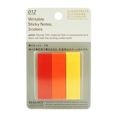 STALOGY 可書寫標籤貼3色, 半透明堅固薄膜材質, 中 15*50mm, 1包, 150張