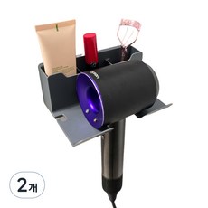 밝은리빙 무타공 드라이기 거치대 보관함형 A타입, 그레이, 2개
