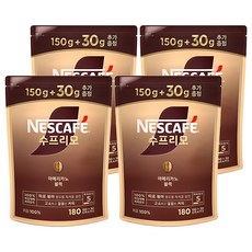 NESCAFE 雀巢咖啡 SUPREMO 美式黑咖啡原豆即溶咖啡包, 180g, 4個, 1入