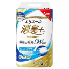 elleair 艾黎艾爾 抑臭+天然淨味捲筒衛生紙潔淨舒香型, 25m, 12捲, 1袋