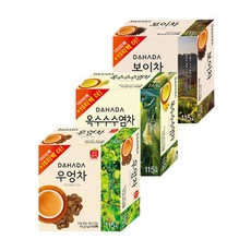 DAHADA 綜合茶包組 3件組, 牛蒡茶1g 115包+普洱茶0.7g 115包+玉米鬚茶1.5g 115包, 1組