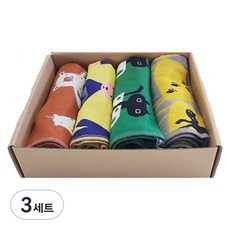 PURE SUNDAY 北歐風插畫廚房毛巾禮盒組, TYPE B, 3套