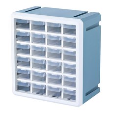 DIY 多變系統組合收納盒 24格, 16cmX27.5cmX30cm, PP聚丙烯材質, 顏色: 白色/藍色