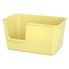 一體式貓砂盆 大號盆, 加高入口設計, 濾砂踏板設計, 超大容量, 62 x 38 x 33cm, 奶油黃, 1個