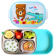 과일농장 논슬립 2중 스텐식판 도시락, 악어 블루, 논슬립 이중식판 + 뚜껑, 1개