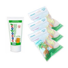 Dentinox Nenedent孩童牙膏 蘋果味 50ml+動物牙線棒 30入 3包, 1組