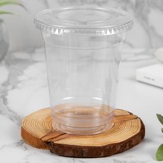 Tamsaa 透明PET冰杯 + 平蓋 (韓國製造), 100個, 1套, 410ml