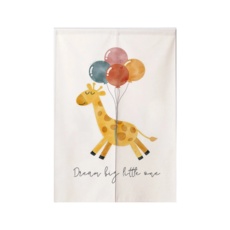 小清新造型門簾 棉麻混紡 (50%棉 | 50%麻), 120 x 85cm, 長頸鹿氣球