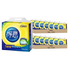 得意3層抽取式衛生紙 耐用不易破 原生紙漿 高溫殺菌, 10包, 14袋