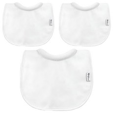 green sprouts 小綠芽 3層吸水/防水 口水巾圍兜3件組 嬰兒圍兜 寶寶口水巾 新生兒用品, 純白