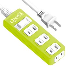 Tyson 太順電業 QPOWER 太超值 1切4座2P延長線插座 - 高耐熱防火材質, 過載自動斷電保護, 1.2m, 萊姆色, 1條