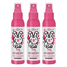 sanosan 珊諾 兒童柔順髮香噴霧 (覆盆子香) 125ml，保濕柔順不打結, 3瓶