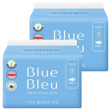 Blue Bleu 蝶翼型超薄衛生棉, 中型(25cm), 12片, 2包