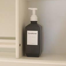 뉴앤룩 폴리 컨디셔너 소분 용기 폴리 일반형 600ml + 컨디셔너 스티커 세트, 1개, 다크그레이