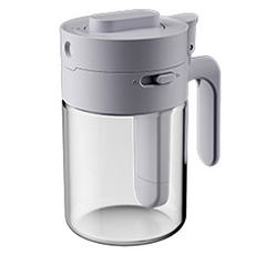 二合一料勺分離調味罐, 12.8x7.4cm, PP玻璃材質, 灰色/奶茶色, 300ml, 1個