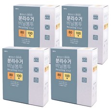 생활미소 분리수거 비닐봉투 투명 100매, 80L, 4개