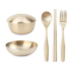 홍방유기 국산 호담 방짜유기 6P 어린이용 단반상기 세트, 식기 6종