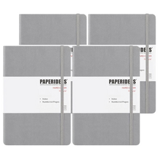 PAPERIDEAS A6 硬皮 188頁 點陣筆記本, 100g/m² 無酸紙, 槍灰, 4本